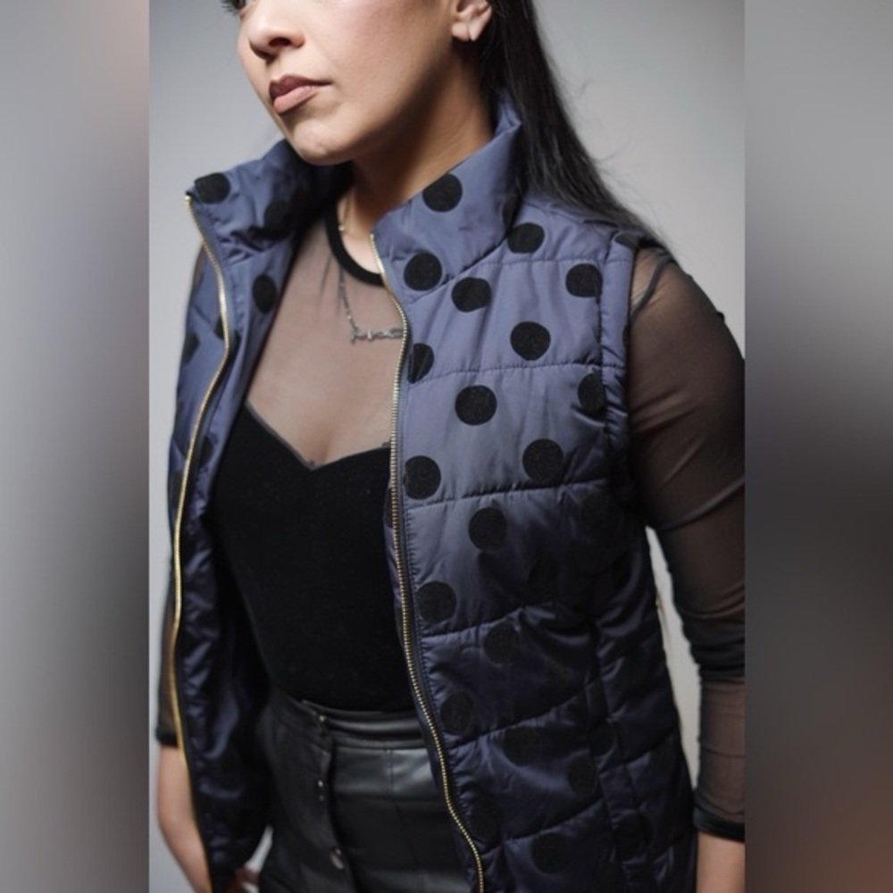 Reaction Kenneth Cole Navy Polka Dot Quilted Vest